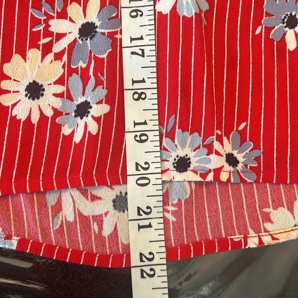 Madewell Womenโs Red Striped Floral Daisy Society Swing Rhyme Blouse Size L - Picture 13 of 17